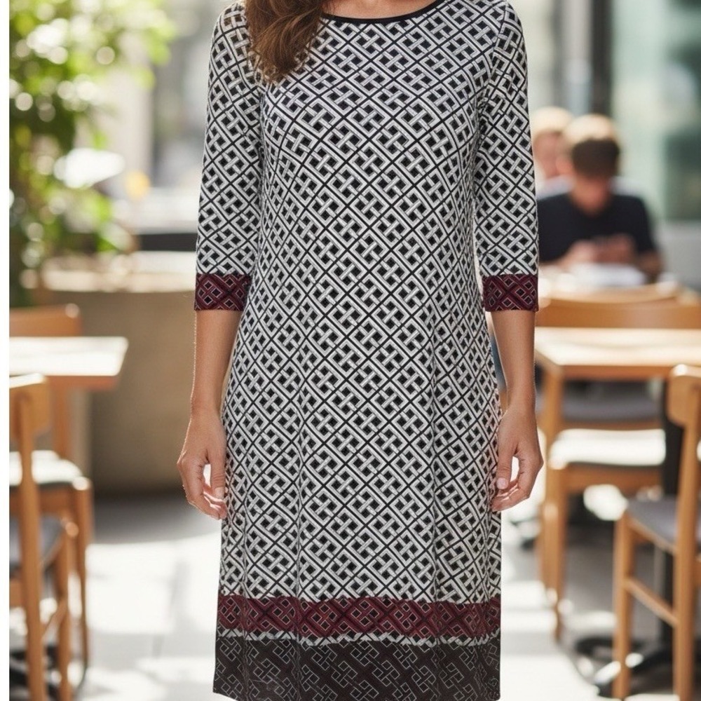 White House Black Market Geometric Multicolored Dress‎ Size Medium Classic Style